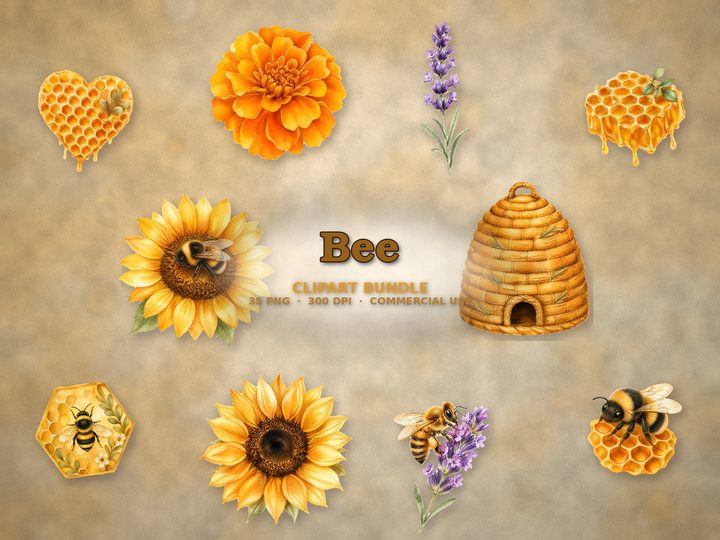 Bee clipart bundle