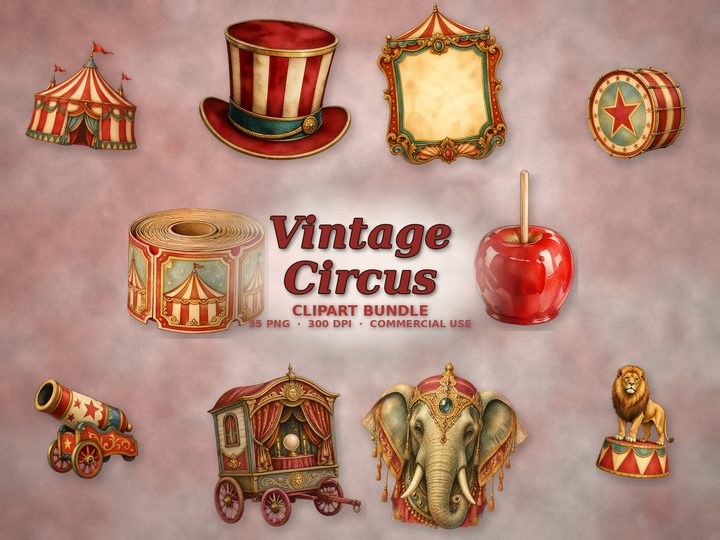 Vintage Circus clipart bundle