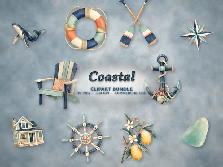 Coastal clipart bundle