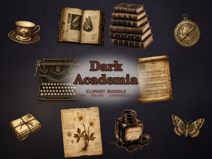 Dark Academia clipart bundle