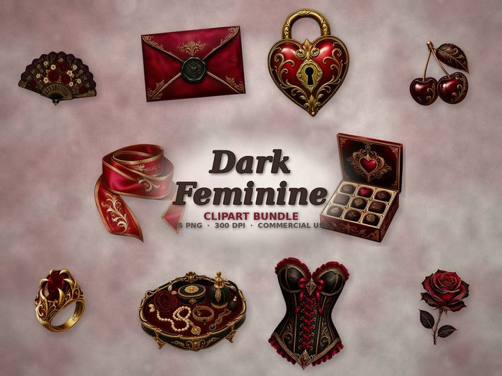 Dark Feminine clipart bundle