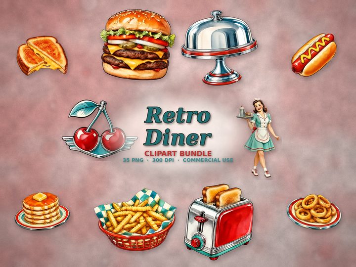 Retro Diner clipart bundle