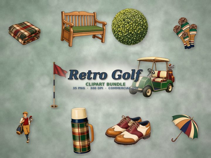 Retro Golf clipart bundle