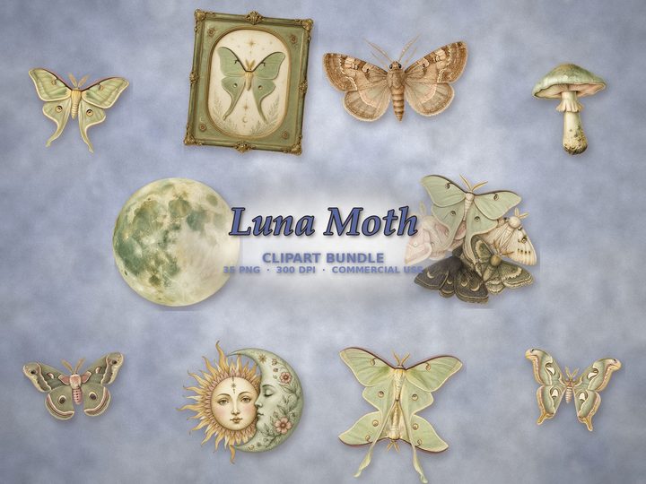 Luna Moth clipart bundle
