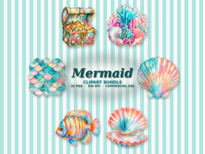 Mermaid clipart bundle