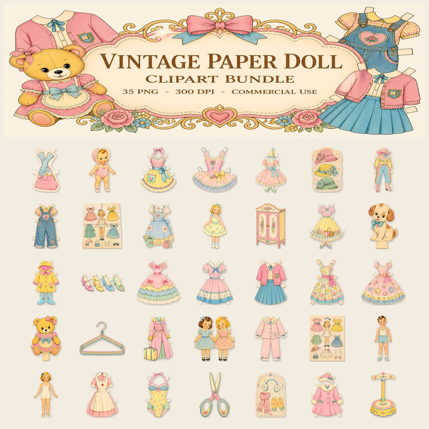 Vintage Paper Doll — Full set