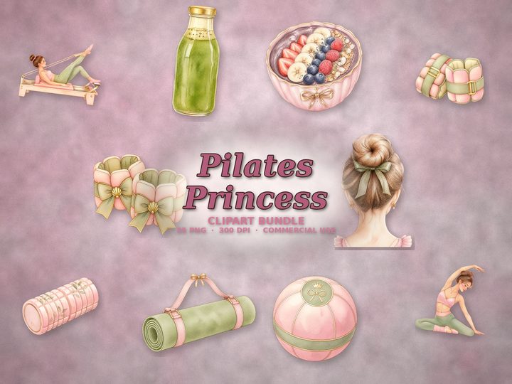 Pilates Princess clipart bundle