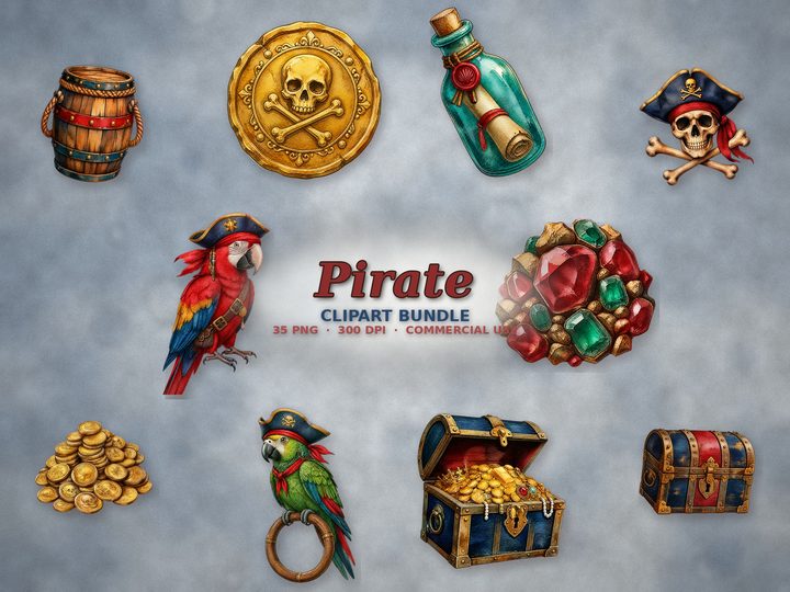 Pirate clipart bundle
