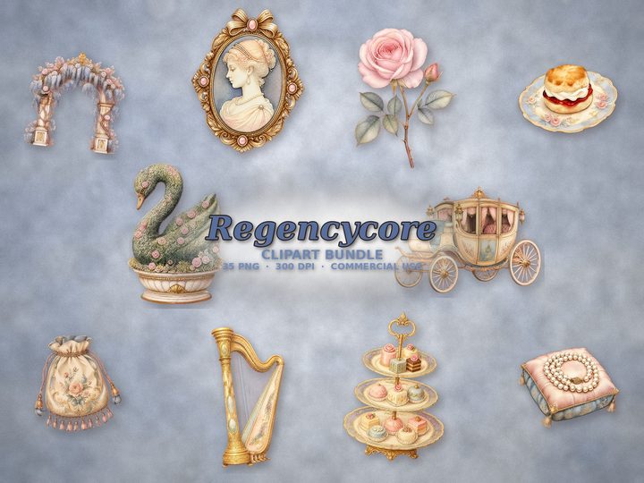 Regencycore clipart bundle