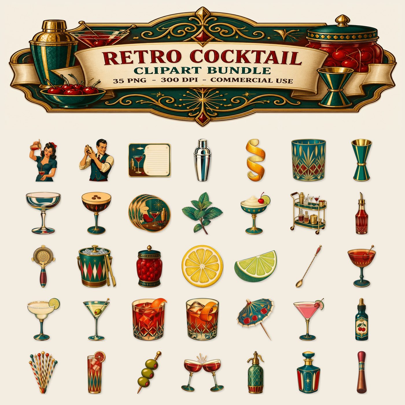 Retro Cocktail — Full set