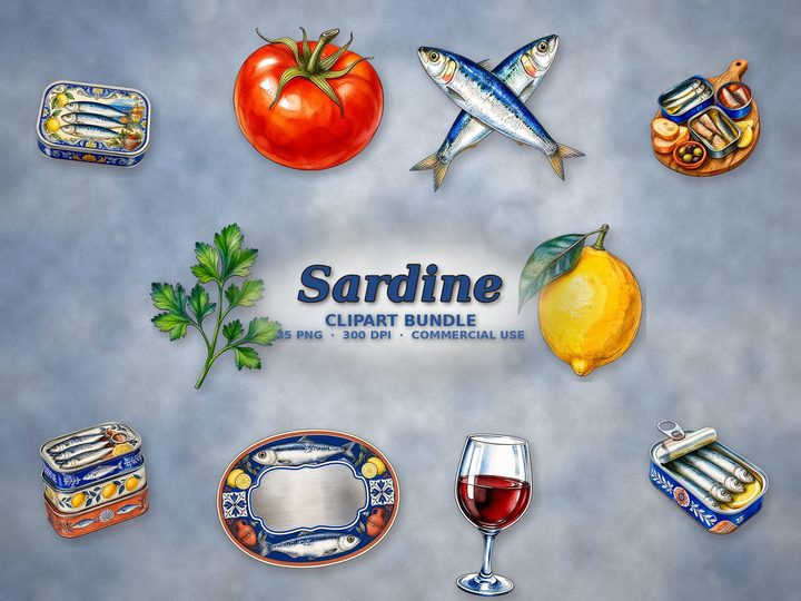 Sardine clipart bundle