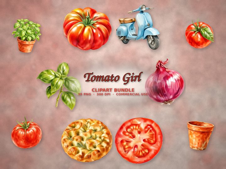 Tomato Girl clipart bundle