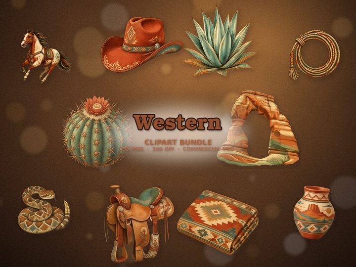 Western clipart bundle