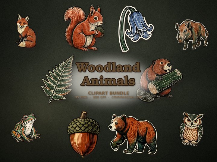 Woodland Animals clipart bundle